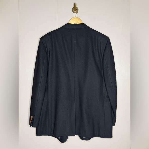 Vintage Thomas & Thomas Wool Cashmere Blazer | Gold Button Black Jacket L - Picture 7 of 7